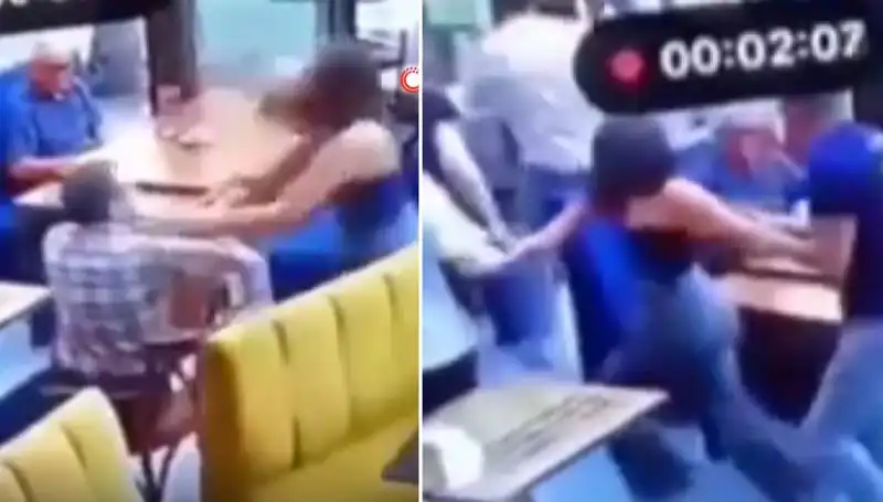 Bir Restoranda Şok Eden Olay: Garsona Tokat Atan Müşteri Tekme Tokat Özetiyle Yere Serildi